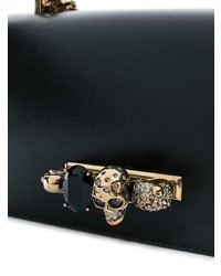 schwarze verzierte Leder Umhängetasche von Alexander McQueen