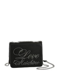 schwarze verzierte Leder Umhängetasche von Love Moschino