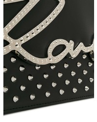 schwarze verzierte Leder Umhängetasche von Karl Lagerfeld