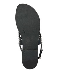 schwarze verzierte Leder Zehentrenner von Replay