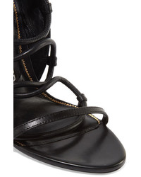 schwarze verzierte Ledersandalen von Tom Ford