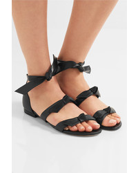 schwarze verzierte Ledersandalen von Alexandre Birman