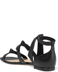 schwarze verzierte Ledersandalen von Alexandre Birman