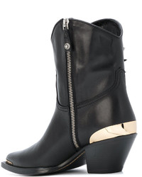 schwarze verzierte Lederstiefel von Fausto Puglisi