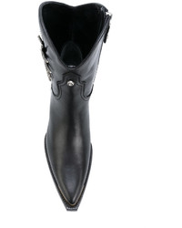 schwarze verzierte Lederstiefel von Fausto Puglisi