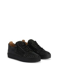 schwarze verzierte niedrige Sneakers von Giuseppe Zanotti