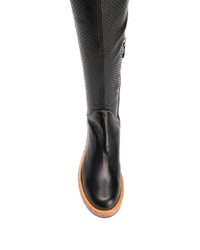 schwarze verzierte Overknee Stiefel aus Leder von Ermanno Scervino