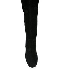 schwarze verzierte Overknee Stiefel aus Wildleder von Miu Miu