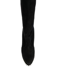 schwarze verzierte Overknee Stiefel aus Wildleder von Casadei