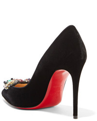 schwarze verzierte Pumps von Christian Louboutin