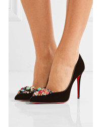 schwarze verzierte Pumps von Christian Louboutin