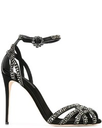 schwarze verzierte Sandalen von Dolce & Gabbana