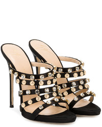 schwarze verzierte Sandalen von Giuseppe Zanotti Design