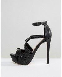 schwarze verzierte Sandalen von Little Mistress