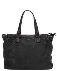 schwarze verzierte Satchel-Tasche aus Leder von forty°
