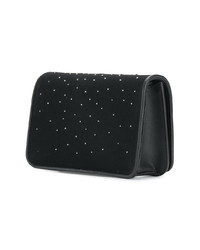 schwarze verzierte Satin Clutch von Les Petits Joueurs