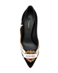 schwarze verzierte Segeltuch Pumps von Dolce & Gabbana