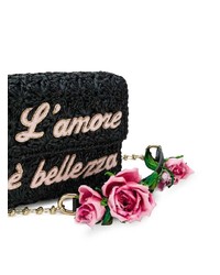 schwarze verzierte Segeltuch Umhängetasche von Dolce & Gabbana