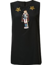 schwarze verzierte Seide Bluse von Dolce & Gabbana