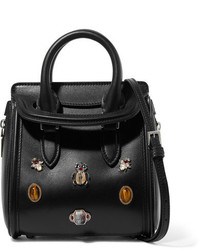 schwarze verzierte Shopper Tasche aus Leder von Alexander McQueen