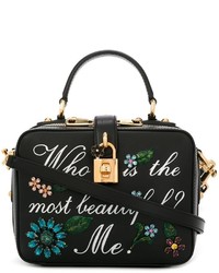 schwarze verzierte Shopper Tasche aus Leder von Dolce & Gabbana