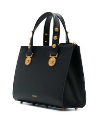 schwarze verzierte Shopper Tasche aus Leder von Versace