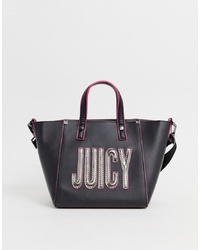 schwarze verzierte Shopper Tasche aus Leder von Juicy Couture