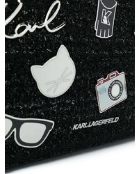 schwarze verzierte Shopper Tasche aus Leder von Karl Lagerfeld