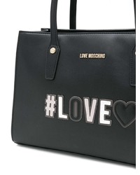 schwarze verzierte Shopper Tasche aus Leder von Love Moschino