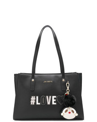 schwarze verzierte Shopper Tasche aus Leder von Love Moschino