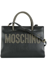 schwarze verzierte Shopper Tasche aus Leder von Moschino