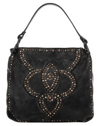schwarze verzierte Shopper Tasche aus Leder von SAMANTHA LOOK