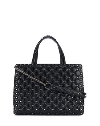 schwarze verzierte Shopper Tasche aus Leder von Valentino