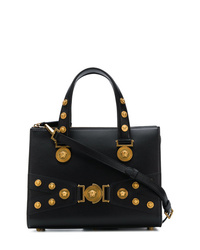 schwarze verzierte Shopper Tasche aus Leder von Versace