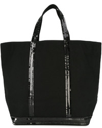 schwarze verzierte Shopper Tasche aus Pailletten