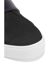 schwarze verzierte Slip-On Sneakers aus Leder von Burberry
