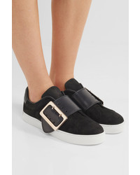 schwarze verzierte Slip-On Sneakers aus Leder von Burberry