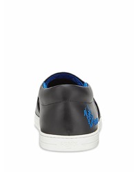 schwarze verzierte Slip-On Sneakers aus Leder von Fendi