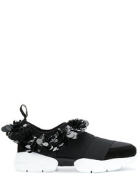 schwarze verzierte Slip-On Sneakers aus Pailletten