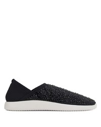 schwarze verzierte Slip-On Sneakers