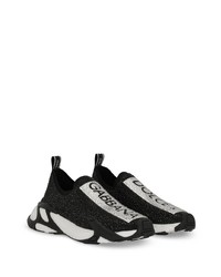 schwarze verzierte Slip-On Sneakers von Dolce & Gabbana