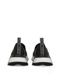 schwarze verzierte Slip-On Sneakers von Dolce & Gabbana