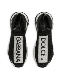 schwarze verzierte Slip-On Sneakers von Dolce & Gabbana