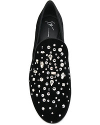 schwarze verzierte Slipper von Giuseppe Zanotti Design