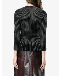 schwarze verzierte Strickjacke von Alexander McQueen