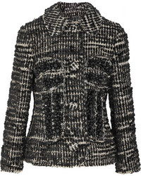 schwarze verzierte Tweed-Jacke