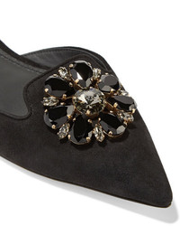 schwarze verzierte Wildleder Ballerinas von Dolce & Gabbana