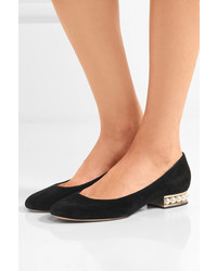 schwarze verzierte Wildleder Ballerinas von Nicholas Kirkwood