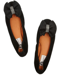 schwarze verzierte Wildleder Ballerinas von Lanvin