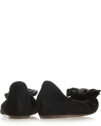 schwarze verzierte Wildleder Ballerinas von Lanvin